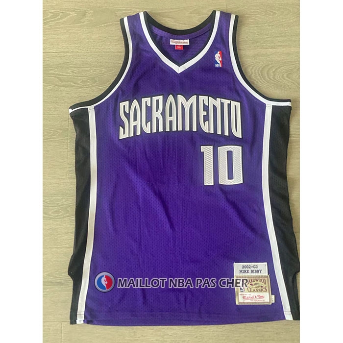 Maillot Sacramento Kings Mike Bibby NO 10 Mitchell & Ness 2002-03 Volet